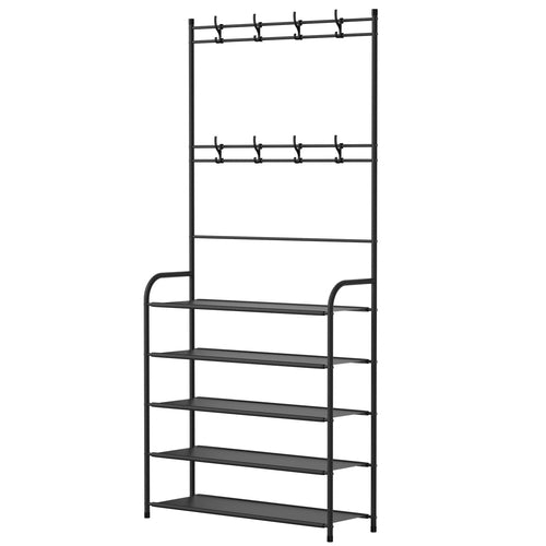 Entryway Coat, Hat, and Shoe Storage Shelf 5 Tier Shoe Rack